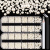 Picture of Belleboost Flat Back Pearls Kits 2 Boxes of Flatback Beige Half Round Pearls with Pickup Pencil and Tweezer for Home DIY and Professional Nail Art, Face Makeup and Craft