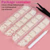 Picture of Belleboost Flat Back Pearls Kits 2 Boxes of Flatback Beige Half Round Pearls with Pickup Pencil and Tweezer for Home DIY and Professional Nail Art, Face Makeup and Craft