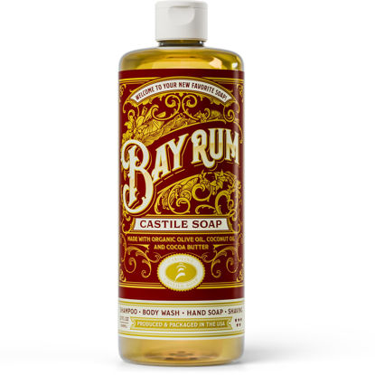 Picture of Carolina Castile Soap Bay Rum Scented Castile Soap - Certified Organic Soap Base, High Organic Olive Oil Content, Non-Drying, Made with Organic Oils, Concentrated Natural Soap for Men and Women
