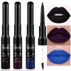 Picture of evpct 3Pcs Dark Blue Black Purple Matte Lip Liner and Liquid Lipstick Lip Gloss Stain Makeup Set Smudge Proof 24 Hours Original Long Lasting Matte Lipstick Waterproof labial mate larga duracion 24