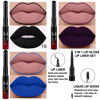 Picture of evpct 3Pcs Dark Blue Black Purple Matte Lip Liner and Liquid Lipstick Lip Gloss Stain Makeup Set Smudge Proof 24 Hours Original Long Lasting Matte Lipstick Waterproof labial mate larga duracion 24