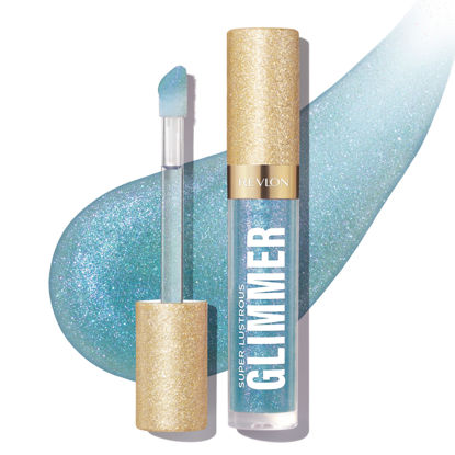 Picture of REVLON Super Lustrous Glimmer Gloss, Non-Sticky Lip Gloss, High-Shine Finish, Plant-Based Glitter, 010 Indigo Ice, 0.13 fl oz