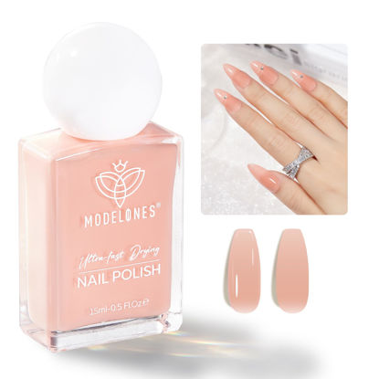 Picture of modelones Sheer Nude Nail Polish, Clear Translucent Semi-Transparent Nude Pink 15 ml Quick Dry Nail Lacquer Strengthener Long Last Finger Toe Nail Art DIY Manicure Gift for Women Girls 0.5 Fl Oz