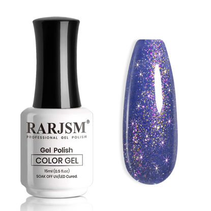 Picture of RARJSM Glitter Gel Nail Polish Bluish Purple Chunky Iridescent Rainbow Sparkle Holographic Small Flakes Shimmer Diamond Gel Polish Single Bottle Soak off UV LED Cured for Home Salon Manicure 15ML