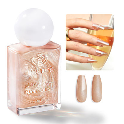Picture of modelones Bronze Brown Nail Polish, Metallic Brown Glitter 15 ml Quick Dry Nail Lacquer Strengthener Long Last Shine Fingernail Toe Nail Art DIY Home Travel Manicure Gift for Women Girls 0.5 Fl Oz