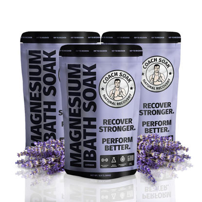 Picture of 3 Pack Bundle: Coach Soak Recovery Bath Soak - Epsom Salt Bulk - Bath Salts Bulk - 3 Pack Bundle - Total of 9 Pounds (Lavender)