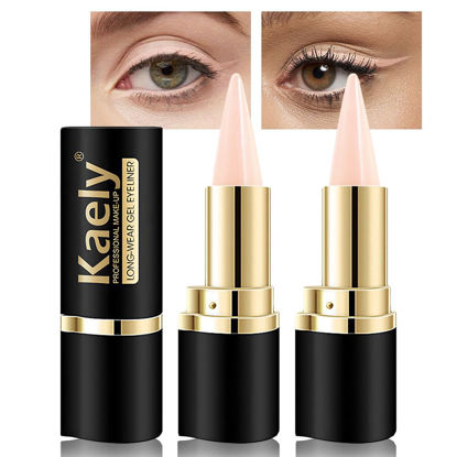 Picture of Kaely 2Pcs Bright Nude Gel Eyeliner Pencil, Natural Cream Eye Liner Waterproof Smudge Proof, Matte Waterline Eyeliner Eyeshadow Stick, Brighten Eye Makeup, Vegan & Cruelty-Free