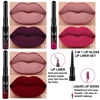 Picture of evpct 3Pcs Black Red Matte Lip Liner Pencil and Liquid Lipstick Sets for Women Long Lasting Lipstick 24 Hour Waterproof Dark red Purple Rose pink Lip Stick/Gloss Set labiales mate 24 horas originales