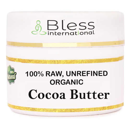 Picture of Organic Raw Cocoa Butter 100% Pure,Natural & Unrefined| Skin Moisturizer For Face, Body & Hair| 8 OZ/230 GM Ivory/White Grade A | DIY Creams, Balms, Lotions, Soaps| Softens Dry & Tough Skin