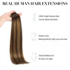 Picture of DOORES Human Hair Extensions Tape in Hair, Chocolate Brown to Caramel Blonde 12 Inch 40g 20pcs, Tape in Hair Extensions Real Human Hair Straight Remy Hair Skin Weft