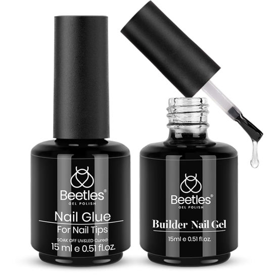 Picture of Beetles Gel Polish 5 In 1 Nail Glue and Builder Nail Gel 7 in 1 Builder Strengthener Gel Clear Building Gel Hard Gel for Nails Builder Extension, Uv LED Lamp Nail Gel Valentine's Day Gift for Women