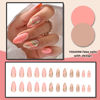 Picture of YOSOMK Press on Nails Medium Almond Fake Nails with Swirl Designs Glossy Stick on Artificial Nails Glitter Sequins Full Cover Pink False Nails for Women