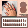 Picture of YOSOMK Coffee Brown Press on Nails Almond Medium Fake Nail Solid Color Full Cover Artificial False nails Glossy Manicure Glue on Acrylic Nails for Women