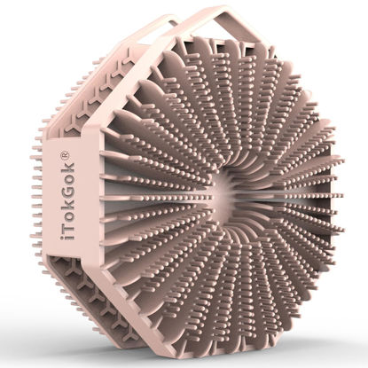 Picture of iTokGoK® Silver-Infused 2-in-1 Silicone Body Scrubber, Double-Sided Design Body Brush Silicone Scrubber Exfoliating Brushes for Sensitive Skin for Showering for Women Silicone Loofah- Sand Pink