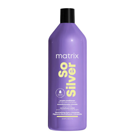 Picture of Matrix So Silver Purple Conditioner | Removes Brassy Yellow Undertones | Color Depositing & Toning | Pigmented Conditioner For Blondes and Greys | For Color Treated Hair | Salon Conditioner | Vegan