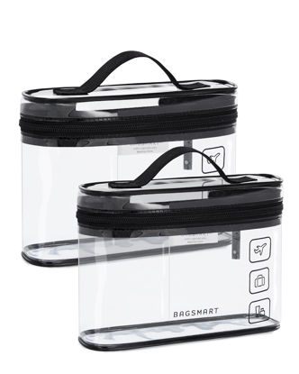 Picture of BAGSMART TSA Approved Toiletry Bag, 2 Pack Clear Makeup Cosmetic Bag Organizer, Quart Size Travel Bag for Toiletries, Carry-on Travel Accessories Essentials, Black-2pcs