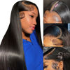 Picture of mengkai 24 Inch 13x6 Lace Front Wigs Human Hair Pre Plucked Straight HD Lace Frontal Wigs Human Hair 180% Density Glueless Wigs Human Hair Pre Plucked Straight Frontal Wigs for Black Women Human Hair