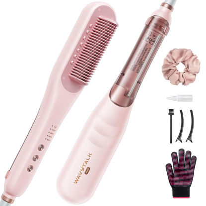 Picture of Wavytalk Pro Steam Hair Straightener Brush, 3 in 1 Straightening Brush with Steam, Brush and Straightener, Steam Features to Enhance Nourishing Styling Experiences and Expedite the Straightening, Pink