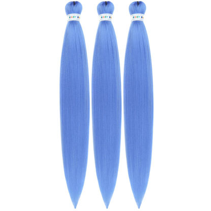 Picture of Leticia Sky Blue Braiding Hair Pre stretched 30 Inch Long Kanekalon Braiding Hair Pre stretched Braid Hair