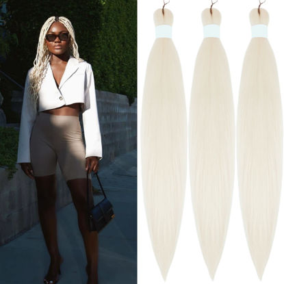Picture of Leticia Blonde White Braiding Hair Prestretched Human Hair Kanekalon Braiding Hair