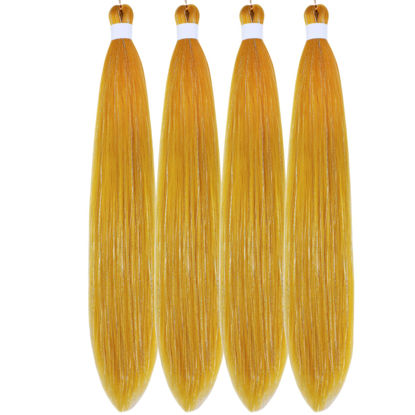 Picture of Honey Gold Tinsle Braiding Hair Pre stretched Glitter Tinsel Hair Kanekalon Prestretched Braiding Hair Sparkle Tinsel Ez Braid Braiding Hair
