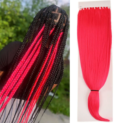Picture of Magenta Pink Braiding Hair Pre sectioned Pre stretched Kanekalon Braiding Hair Prestretched Colored Hair Extensinos for Braiding Ez Braid Hypoallergenic Knotless Kids