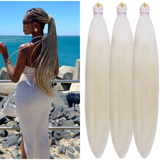 Picture of White Braiding Hair Pre stretched Kanekalon Braiding Hair Braids Hair