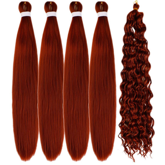 Picture of Ginger Braiding Hair Pre stretched Curly Deep Wave Boho Hair for Braiding Ez Braid Colored Hair Extensions Synthetic Braids