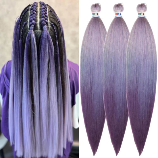 Picture of Leticia Ombre Dream Purple Braiding Hair Pre Stretched Kanekalon Braiding Hair