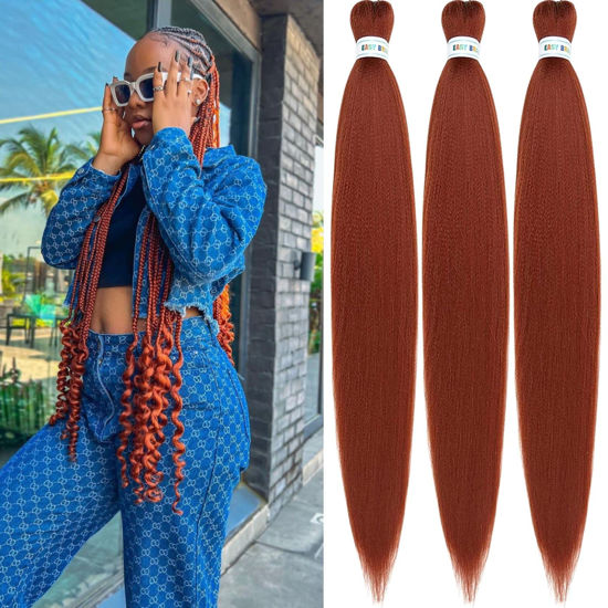 Picture of Leticia Ginger Braiding Hair Pre stretched 350 Kanekalon Prestretched Braiding Colored Braiding Hair Extensions 30 inch