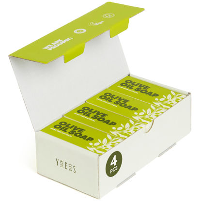 Picture of Skin Said Yes Olive Oil Soap Bars - Set of 4 - Organic Bar Soap - Moisturizing, Gentle on Skin, Rich in Antioxidants - Ideal for Sensitive Skin, Kids, Men, and Women - Perfect for Everyday Use