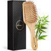 Picture of BFWood Bamboo Paddle Hairbrush with Bamboo Bristles for Massaging Scalp