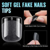 Picture of TOMICCA Extra Short Square Fake Nail Tips, Half Matte Acrylic Pre Filed Soft Gel Nail Tips, 360Pcs Full Cover Pre Shaped 12 Sizes Fake Nails for Beginner and Professional DIY Nail Salon