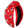 Picture of 4th of July Headbands for Women, 4th of July Accessories, American Flag Patriotic Headbands, Rhinestone Pearl Knotted Headbands Beads Embellished Jeweled Headbands Holiday Gifts (Star B - Red)