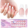 Picture of Canvalite French Tip Press on Nails Gel Nail Tips - 300Pcs Pre-Colored Quick and Easy Fake Nails with Designs Coffin Nails Tips Press on Nails Long DIY Nail Extensions, Pink White
