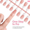 Picture of Canvalite French Tip Press on Nails Gel Nail Tips - 300Pcs Pre-Colored Quick and Easy Fake Nails with Designs Coffin Nails Tips Press on Nails Long DIY Nail Extensions, Pink White