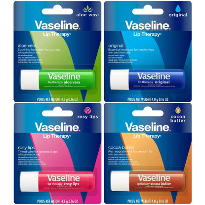 Picture of Vaseline Lip Therapy Variety 4-Pack, Moisturizing Lip Balm with Vitamin E, 0.16 Oz Ea