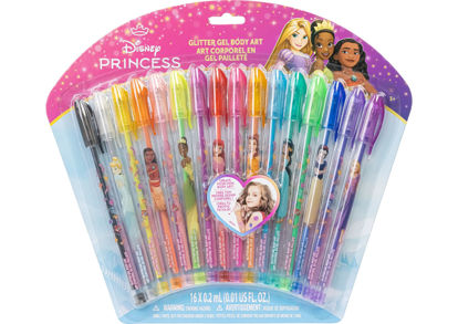 Picture of Townley Girl Disney Princess16 Piece Glitter Pen Body Art Set, Glittery and Bright Colors, Ages 3