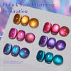 Picture of Born Pretty Cat Magnetic Eye Gel Nail Polish Glitter Auroras Magnetic Gel Polish Colorful Holographic Cat Magnetic Eye Nail Art Manicure DIY at Home 6PCS