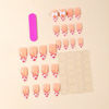 Picture of White French Tip Press on Nails Heart Fake Nails with 3D Bow Design Nude Glue on Nails Glossy Artificial Acrylic Full Cover Stick on Nails Medium Almond False Nails for Women Valentine's Day Manicure