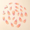 Picture of White French Tip Press on Nails Heart Fake Nails with 3D Bow Design Nude Glue on Nails Glossy Artificial Acrylic Full Cover Stick on Nails Medium Almond False Nails for Women Valentine's Day Manicure