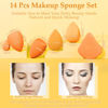 Picture of 14 Pcs Makeup Sponge Set,Beauty Sponges Blender with 4 Pcs Powder Puff and 4 Pcs Mini Make up Sponges Birthday Gift,Mother's Day Gift for Women Liquid,Foundation,Powder,Concealer,Cream(Orange)