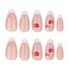 Picture of White French Tip Press on Nails Lip Print Fake Nails Medium Almond False Nails with Design Nude Glue on Nails Glossy Artificial Acrylic Full Cover Stick on Nails for Women Valentine's Day Manicure