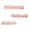 Picture of White French Tip Press on Nails Lip Print Fake Nails Medium Almond False Nails with Design Nude Glue on Nails Glossy Artificial Acrylic Full Cover Stick on Nails for Women Valentine's Day Manicure