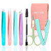 Picture of SWEET VIEW 7pcs Eyebrow Tweezers Set, Stainless Steel Tweezers for Women and Man, Precision Plucker Tweezers for Facial Hair, Chin, Eyebrow, Splinter and Ingrown Hair