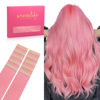 Picture of WENNALIFE Tape in Hair Extensions Human Hair Peach Pink Tape in Extensions, 10pcs 25g 16 inch Remy Invisible Tape Ins Straight Colored Soft Real Human Hair Tape in Extensions Refill Set Extensions