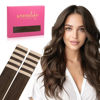 Picture of WENNALIFE Tape in Hair Extensions Human Hair Chocolate Brown Tape in Extensions, 10pcs 30g 26 inch Remy Invisible Tape Ins Straight Soft Real Human Hair Tape in Extensions Refill Set Extensions