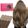 Picture of WENNALIFE Tape in Hair Extensions Human Hair, 20pcs 40g 12 inch Light Ash Brown Remy Hair Extensions Straight Human Hair Tape in Extensions Skin Weft Tape Extensions Human Hair