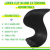 Picture of LORIEN Clip in Hair Extensions Real Human Hair, 20 Inch 105g, 1 Jet Black, Clip in 100% Brazilian Remy Human Hair Extensions 8pcs Per Set with 18 Clips Double Weft