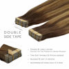 Picture of WENNALIFE Tape in Hair Extensions Human Hair, 20pcs 30g 10 inch Balayage Chocolate Brown to Caramel Blonde Remy Hair Extensions Straight Human Hair Tape in Extensions Skin Weft Tape Extensions